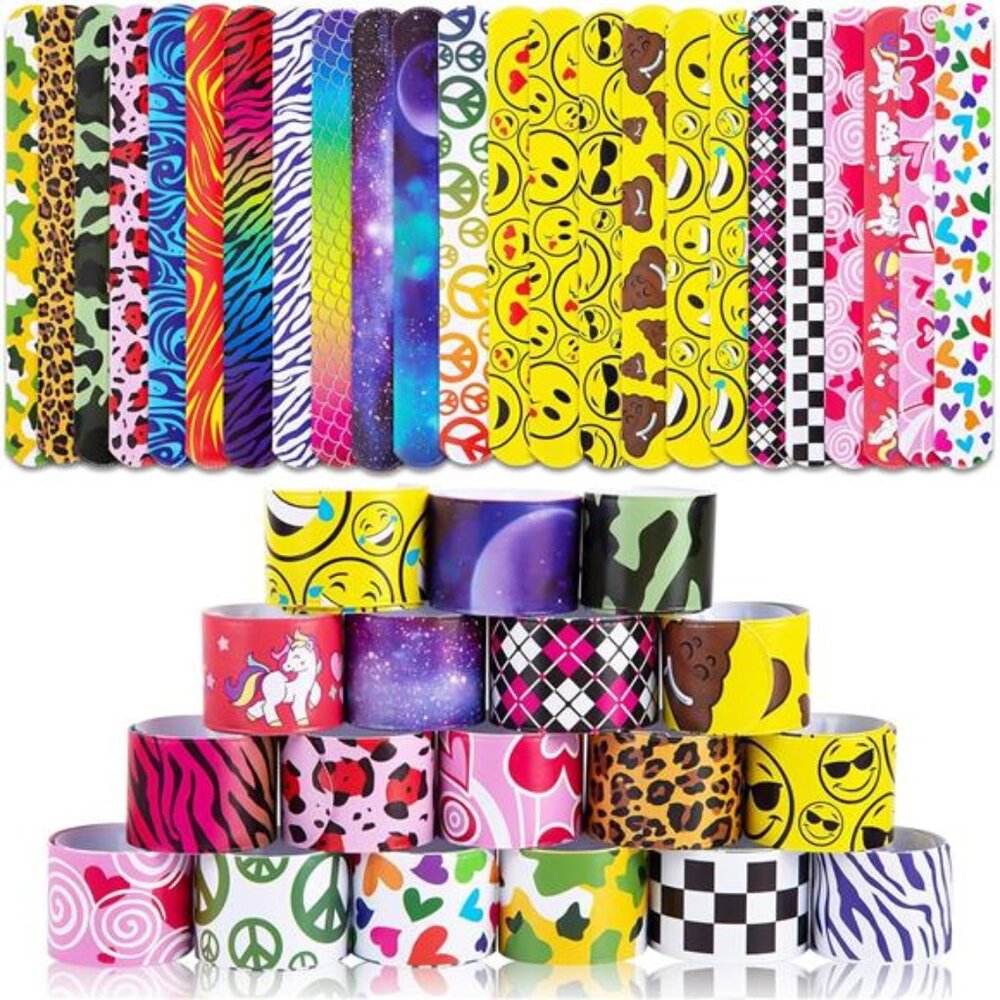 Slap Bracelets for Kids 48 PCS Snap Bracelets Bulk Party Favors Classroom Prizes